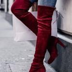 модные сапоги 2017, красные ботфорты