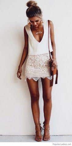 white lace skirt, lace skirt outfit