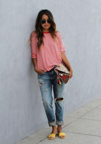 how to wear a striped t-shirt