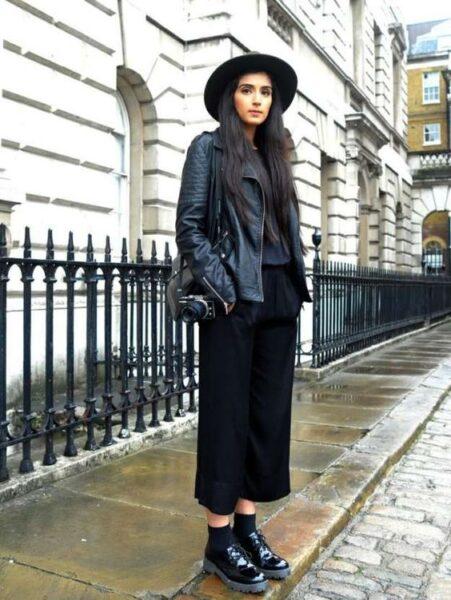 winter culottes outfit