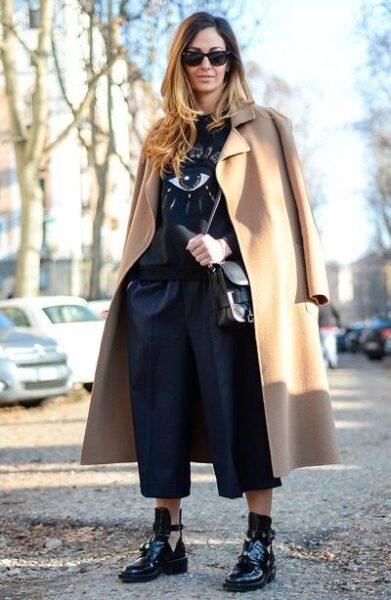 winter culottes outfit