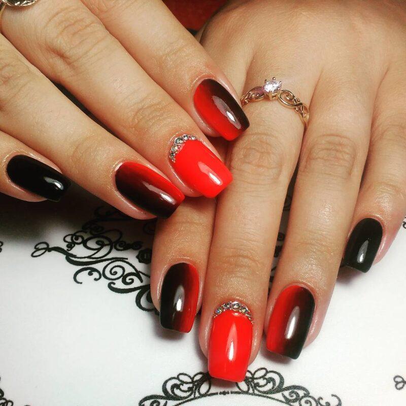 Best Ideas about Red Nails with Rhinestones