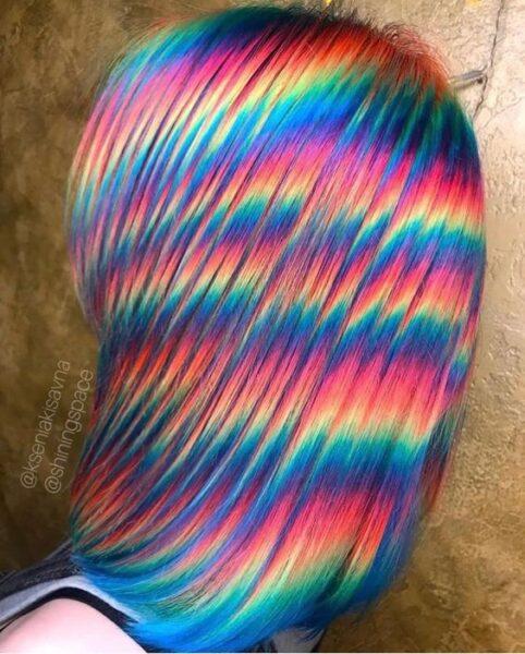 rainbow color hair hologram