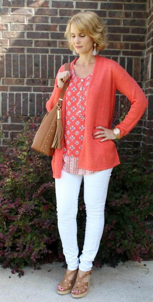 how to wear coral cardigan