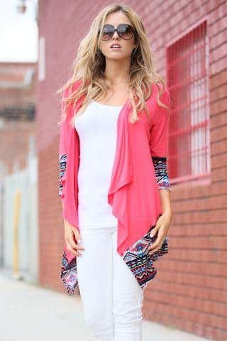 what to wear coral cardigans with
