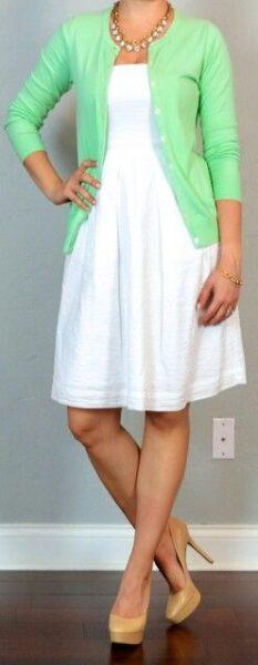mint cardigan with dress