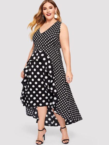 plus size polka dots dress