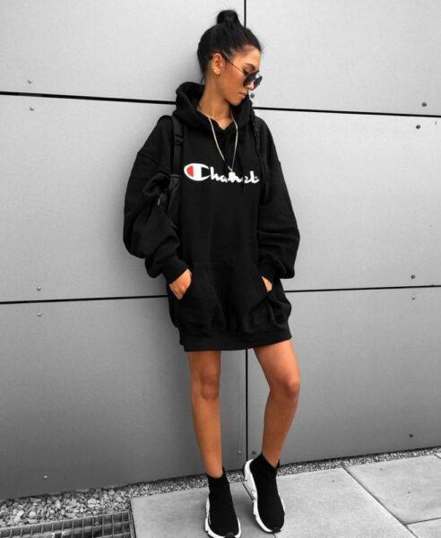 How to style a black dress with sneakers