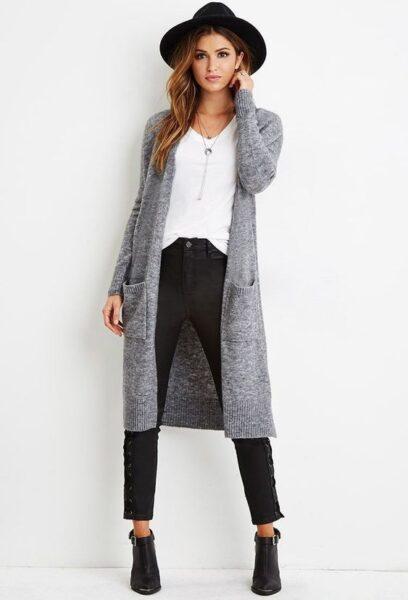 long grey cardigan outfits