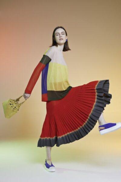 color block pleated skirts 2022