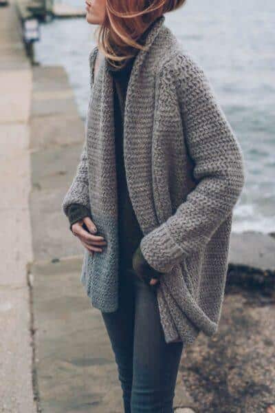 grey cardigan outfit
