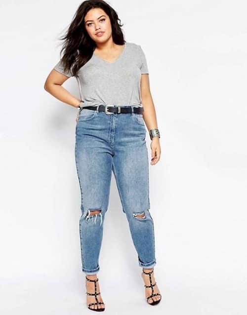 how to style mom jeans plus size